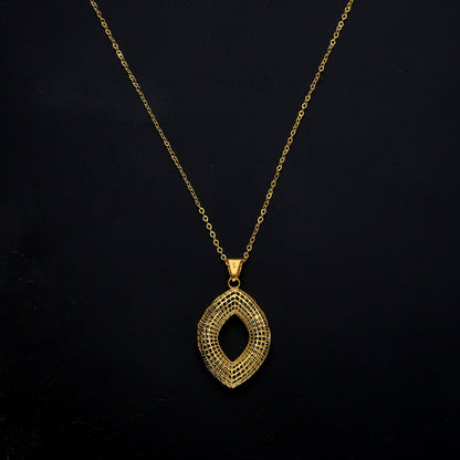 Gold Hollow Drop Necklace 21KT - FKJNKL21KM11321