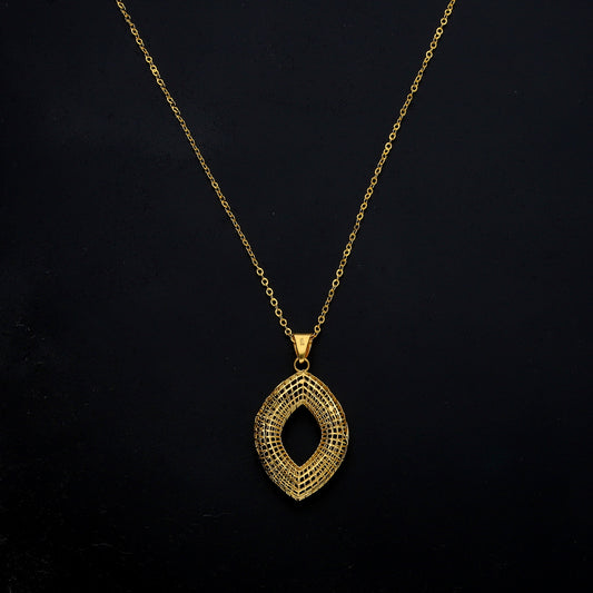Gold Hollow Drop Necklace 21KT - FKJNKL21KM11321