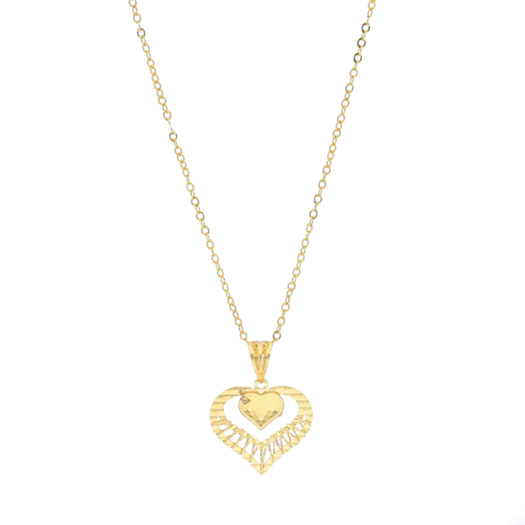 Gold Hollow Heart Necklace 21KT - FKJNKL21KM11322