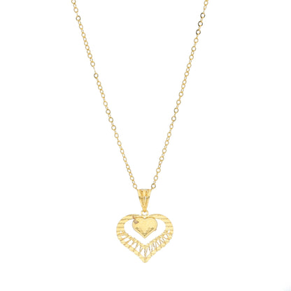 Gold Hollow Heart Necklace 21KT - FKJNKL21KM11322