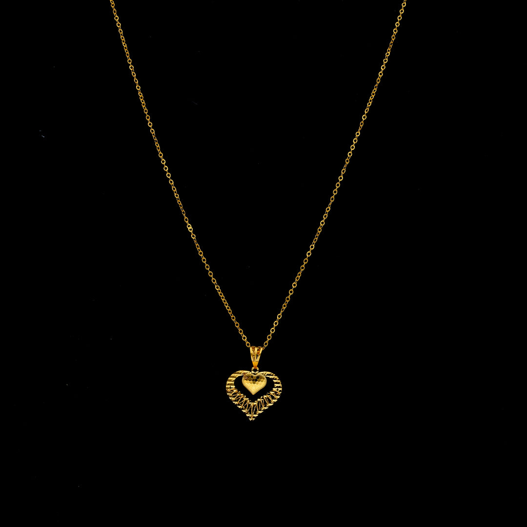 Gold Hollow Heart Necklace 21KT - FKJNKL21KM11322