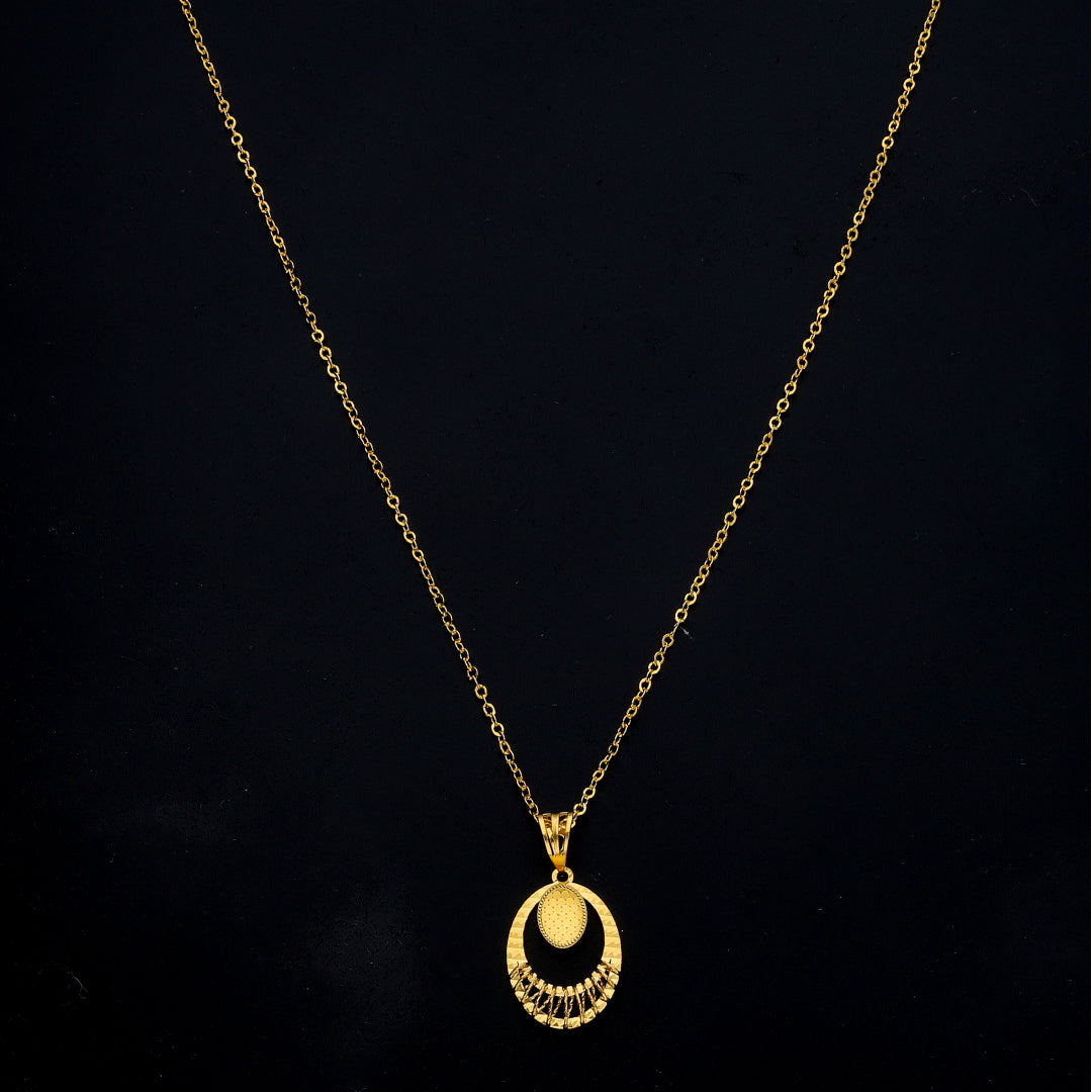 Gold Open Oval Necklace 21KT - FKJNKL21KM11323