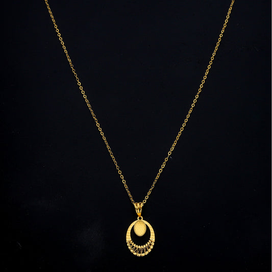 Gold Open Oval Necklace 21KT - FKJNKL21KM11323