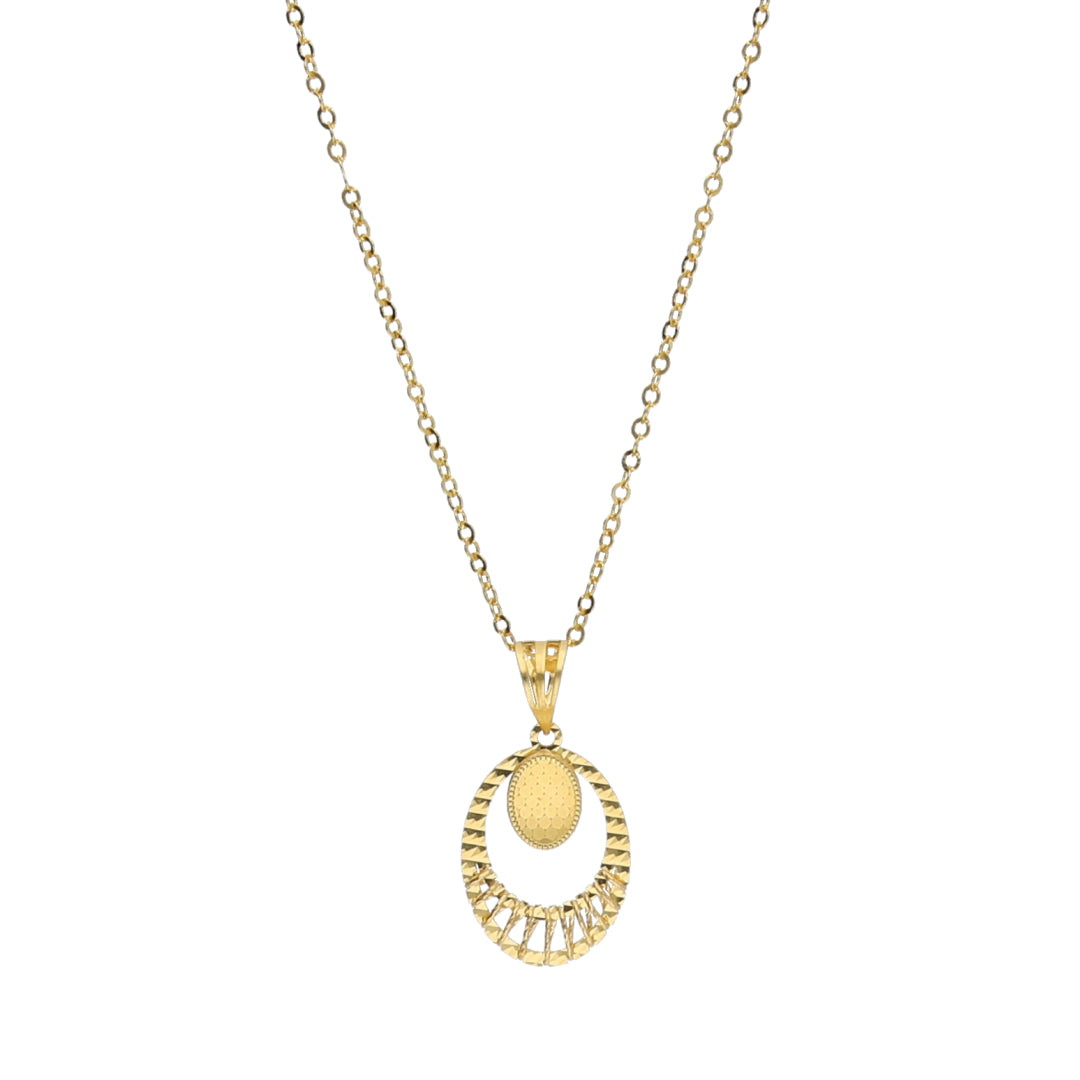 Gold Open Oval Necklace 21KT - FKJNKL21KM11323