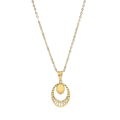 Gold Open Oval Necklace 21KT - FKJNKL21KM11323