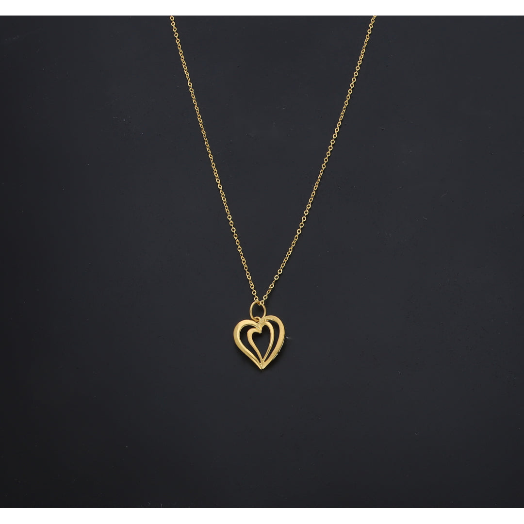 Gold Dual Heart Necklace 21KT - FKJNKL21KM11325