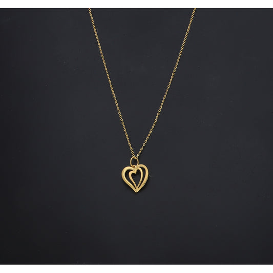 Gold Dual Heart Necklace 21KT - FKJNKL21KM11325