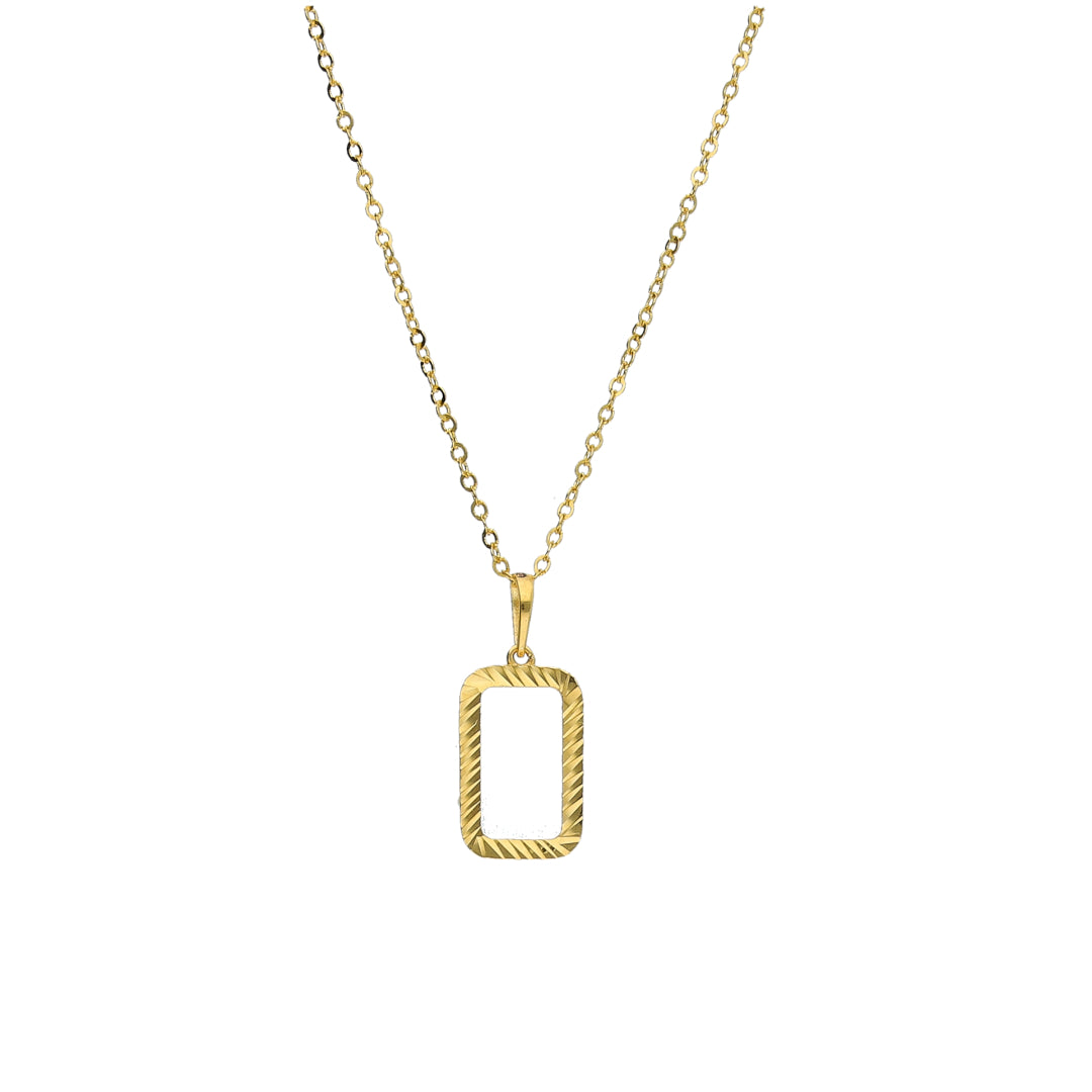 Gold Rectangle Frame Necklace 21KT - FKJNKL21KM11327