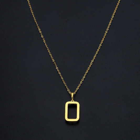 Gold Rectangle Frame Necklace 21KT - FKJNKL21KM11327