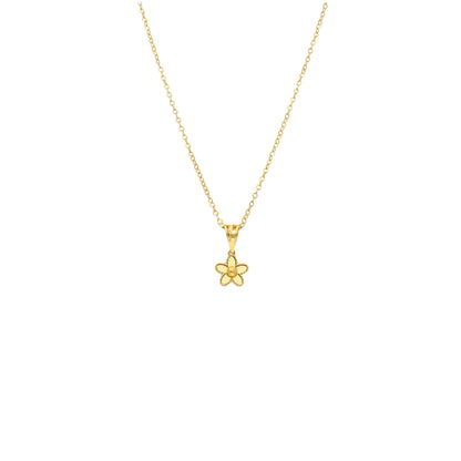 Gold Flower Charm Necklace 21KT - FKJNKL21KM11328