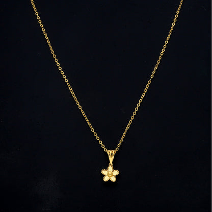 Gold Flower Charm Necklace 21KT - FKJNKL21KM11328