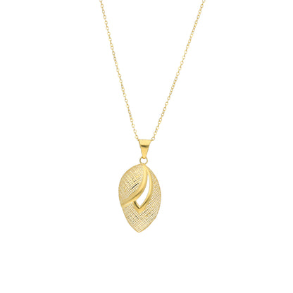 Gold Oval Textured Necklace 21KT - FKJNKL21KM11329