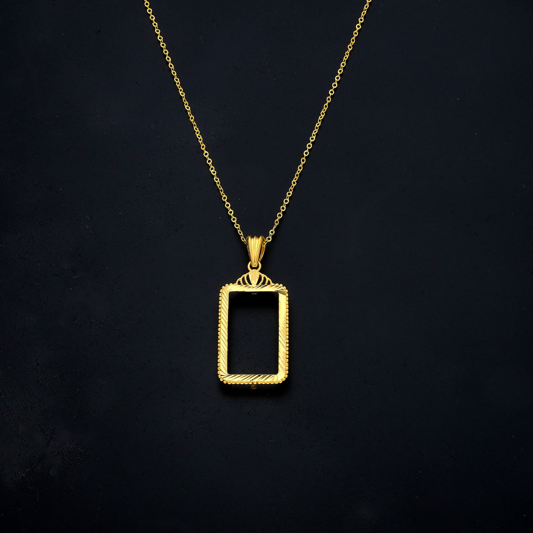 Gold Open Rectangle Necklace 21KT - FKJNKL21KM11330