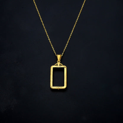 Gold Open Rectangle Necklace 21KT - FKJNKL21KM11330