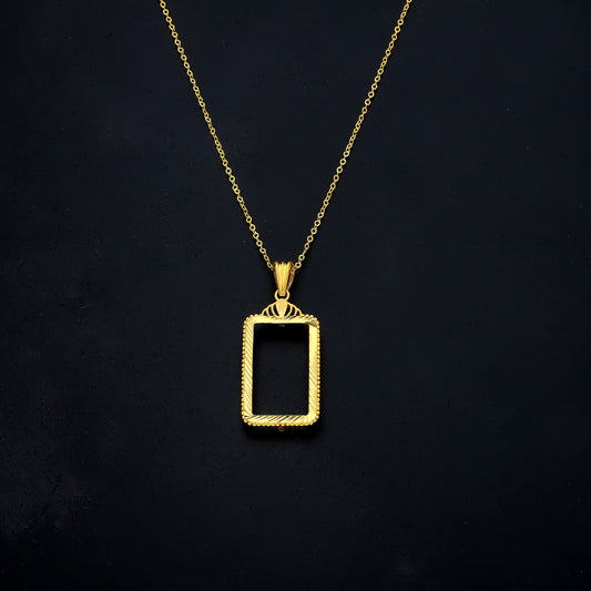 Gold Open Rectangle Necklace 21KT - FKJNKL21KM11330