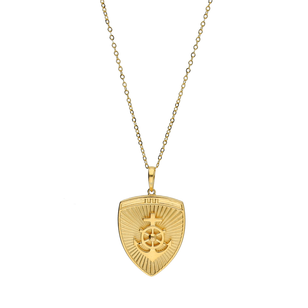 Gold Anchor Shield Necklace 21KT - FKJNKL21KM11331