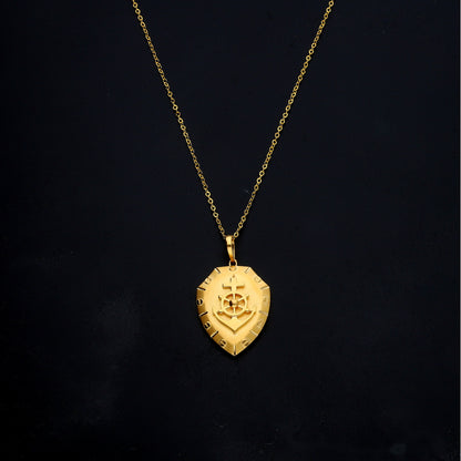 Gold Maritime Shield Necklace 21KT - FKJNKL21KM11333
