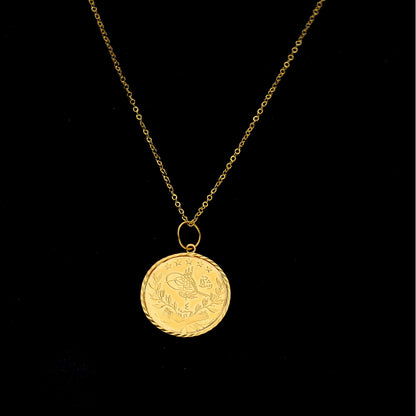Gold Lira Coin Necklace 21KT - FKJNKL21KM11337