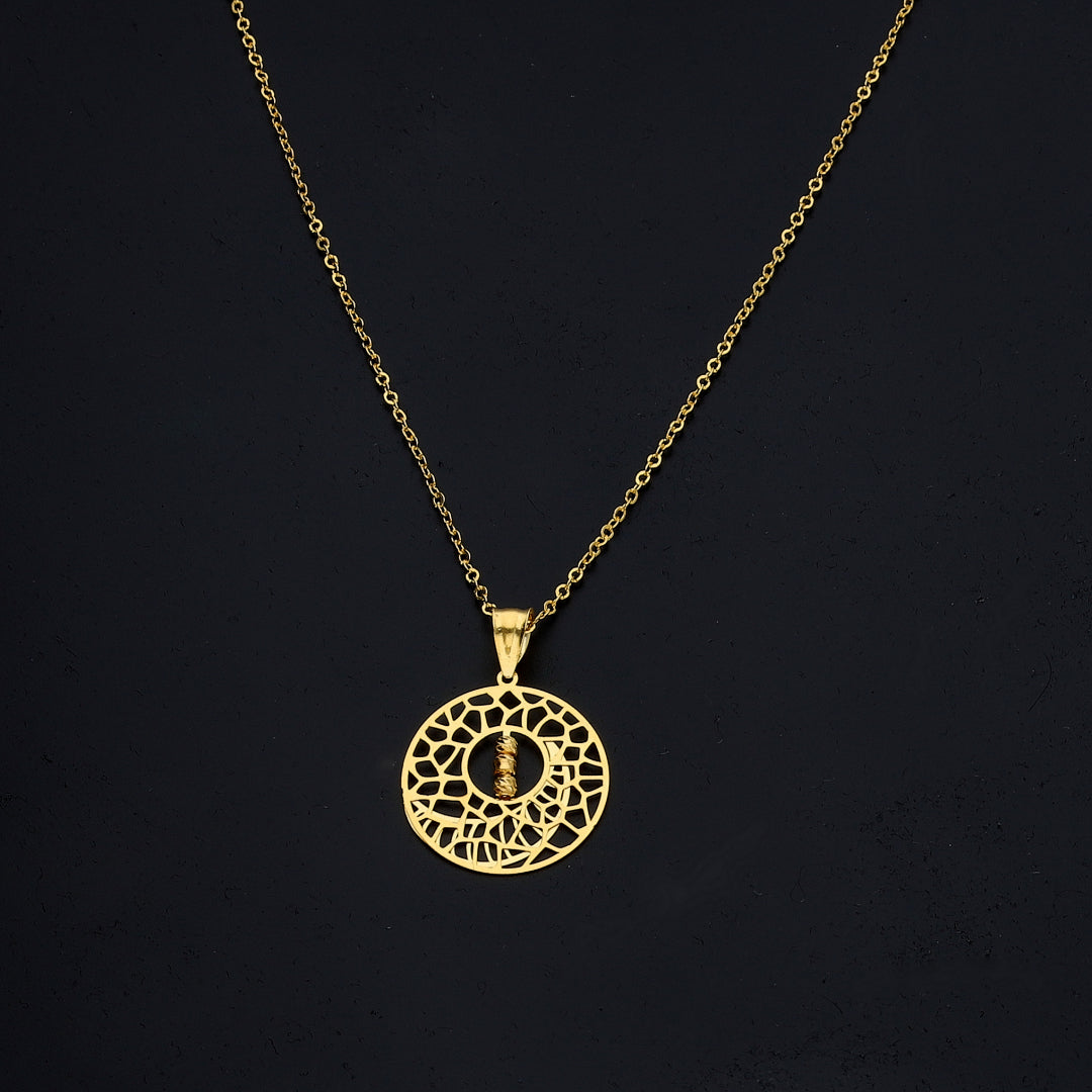 Gold Abstract Circle Necklace 21KT - FKJNKL21KM11338