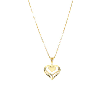 Gold Textured Heart Necklace 21KT - FKJNKL21KM11339