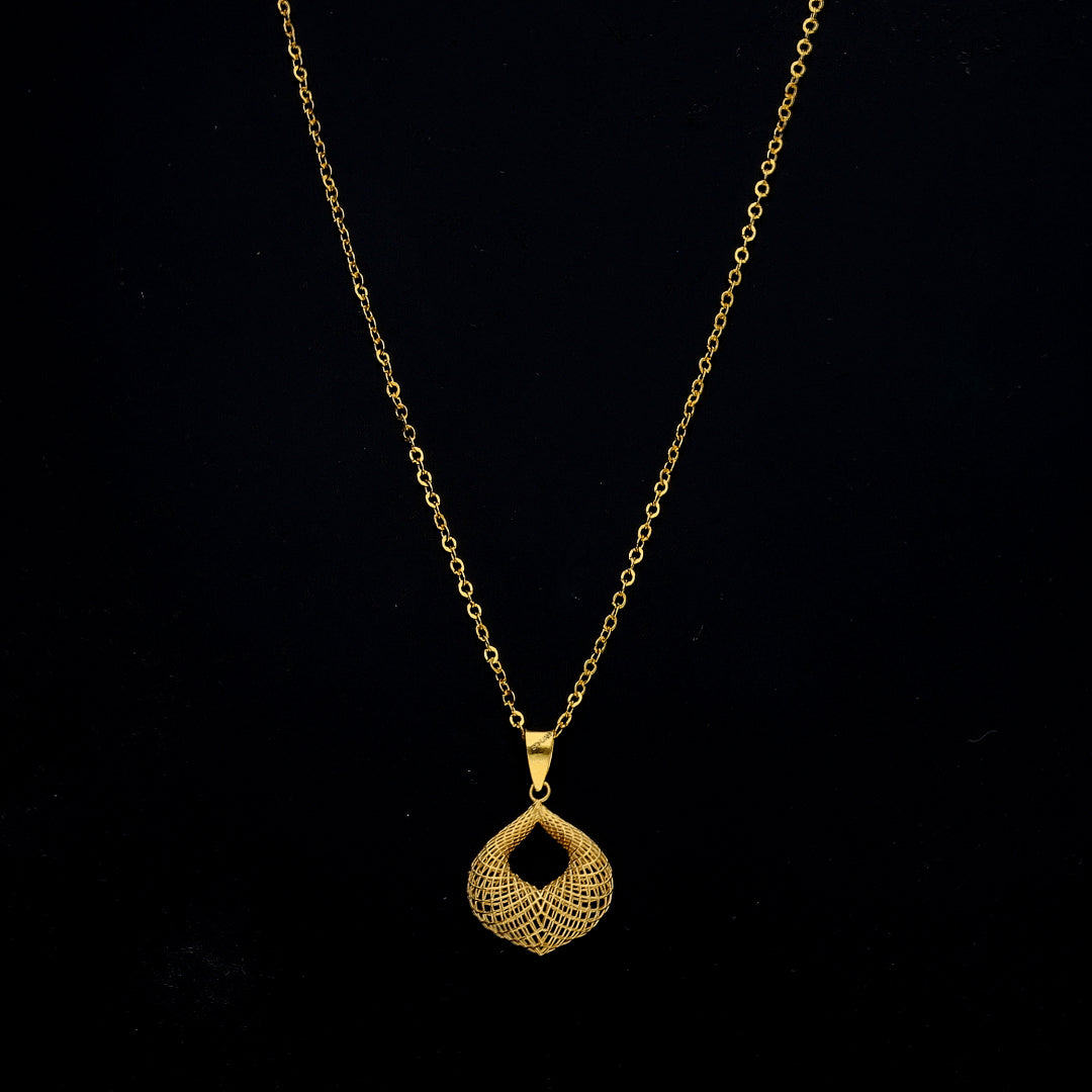 Gold Weave Drop Necklace 21KT - FKJNKL21KM11342