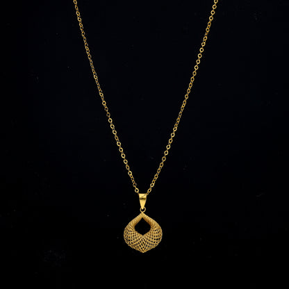 Gold Weave Drop Necklace 21KT - FKJNKL21KM11342