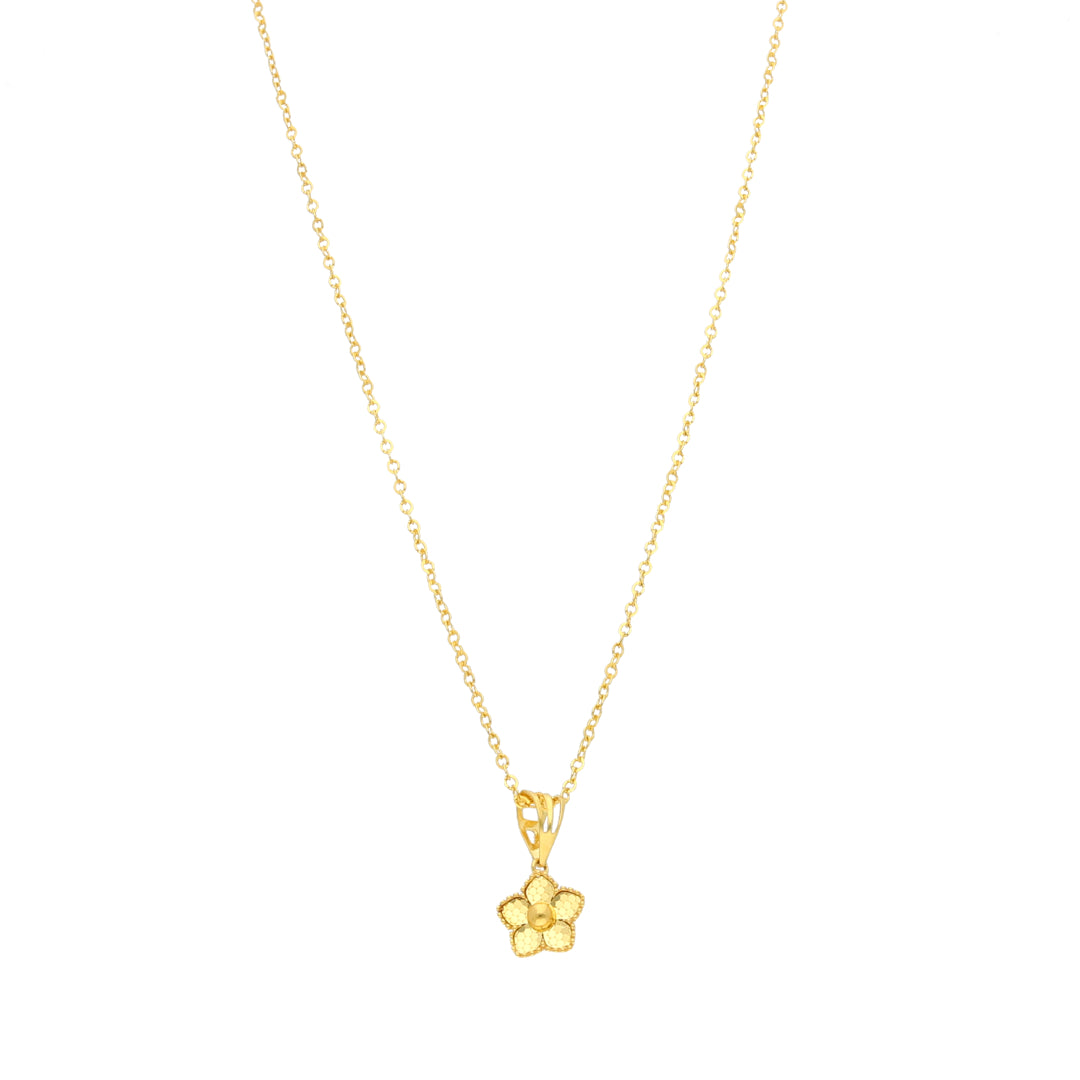 Gold Mini Flower Necklace 21KT - FKJNKL21KM11343