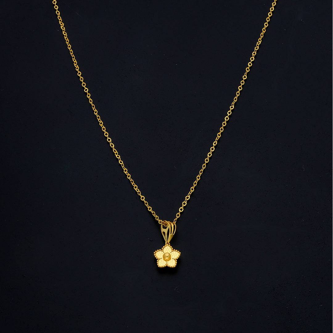 Gold Mini Flower Necklace 21KT - FKJNKL21KM11343