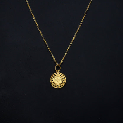 Gold Coin Medallion Necklace 21KT - FKJNKL21KM11344