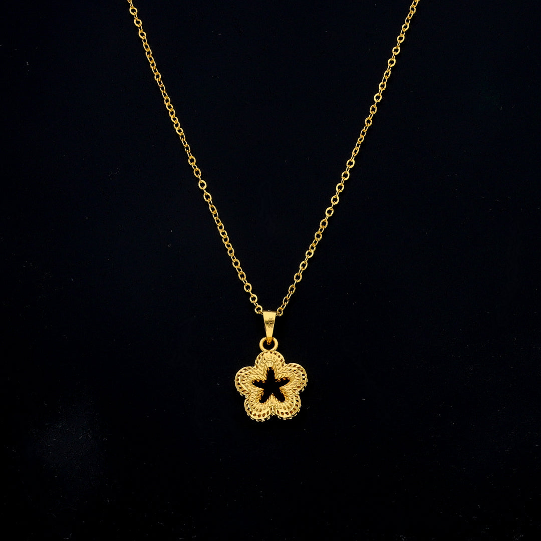 Gold Open Blossom Necklace 21KT - FKJNKL21KM11346