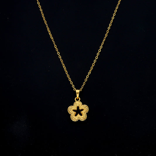 Gold Open Blossom Necklace 21KT - FKJNKL21KM11346