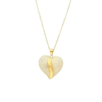 Gold Mesh Heart Necklace 21KT - FKJNKL21KM11350