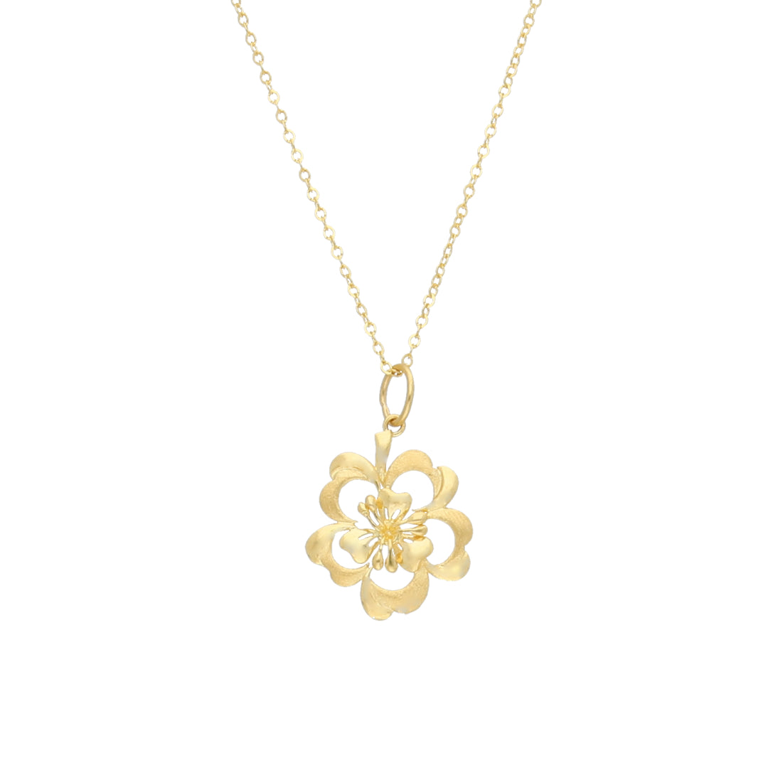 Gold Floral Halo Necklace 21KT - FKJNKL21KM11352
