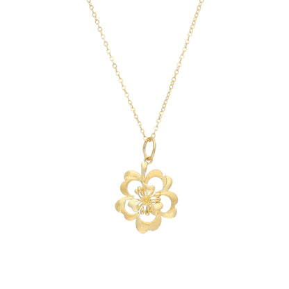 Gold Floral Halo Necklace 21KT - FKJNKL21KM11352