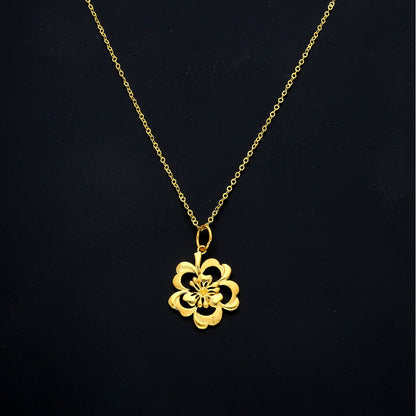 Gold Floral Halo Necklace 21KT - FKJNKL21KM11352