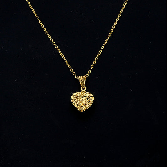 Gold Bloom Heart Necklace 21KT - FKJNKL21KM11353