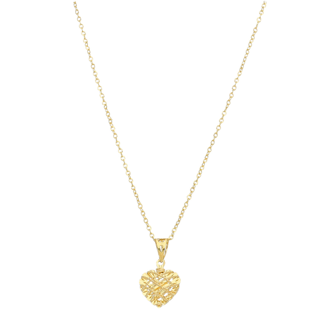 Gold Bloom Heart Necklace 21KT - FKJNKL21KM11353