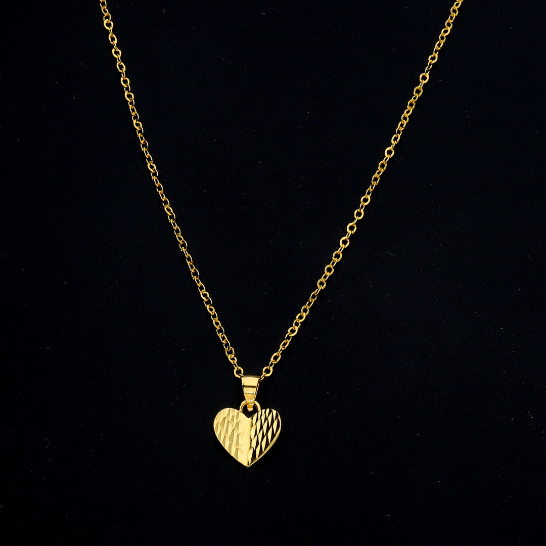 Gold Elegant Heart Necklace 21KT - FKJNKL21KM11364