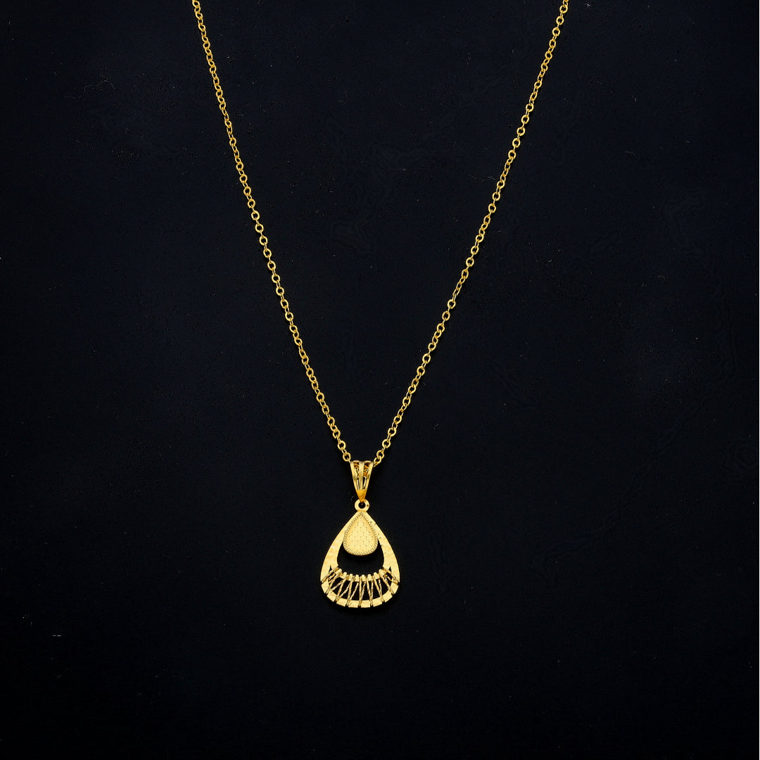 Gold Classic Drop Necklace 21KT - FKJNKL21KM11367