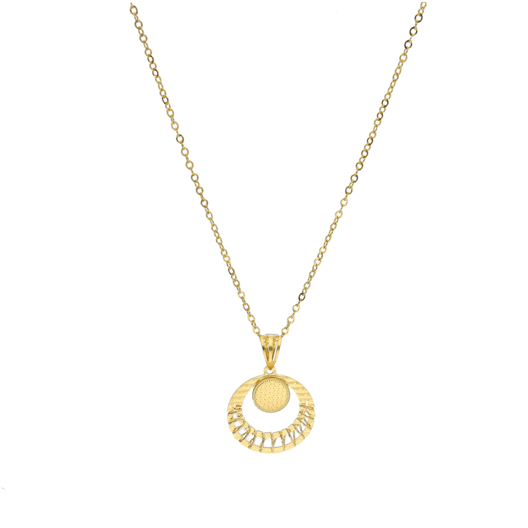 Gold Round Drop Necklace 21KT - FKJNKL21KM11368
