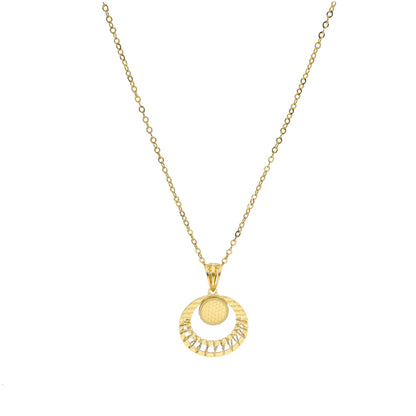 Gold Round Drop Necklace 21KT - FKJNKL21KM11368