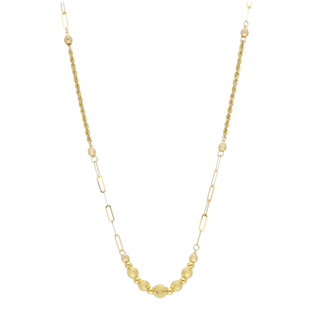Gold Link Bead Necklace 21KT - FKJNKL21KM11408