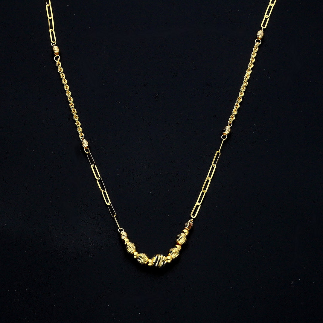 Gold Link Bead Necklace 21KT - FKJNKL21KM11408