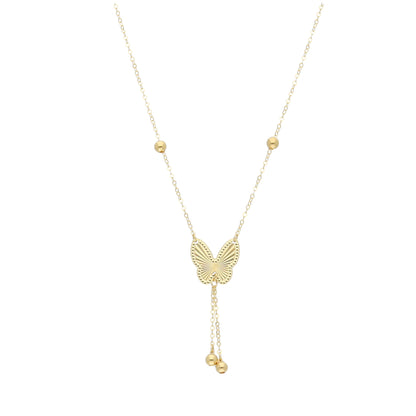 Gold Dangling Butterfly Necklace 21KT - FKJNKL21KM11409