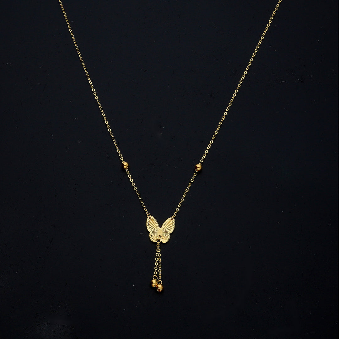 Gold Dangling Butterfly Necklace 21KT - FKJNKL21KM11409