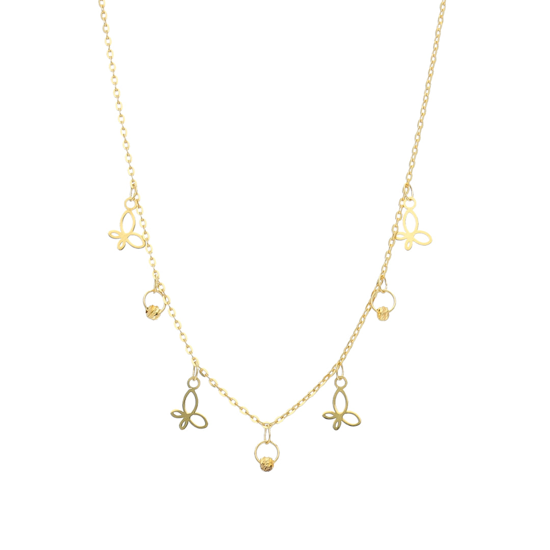 Gold Butterfly Charms Necklace 21KT - FKJNKL21KM11410