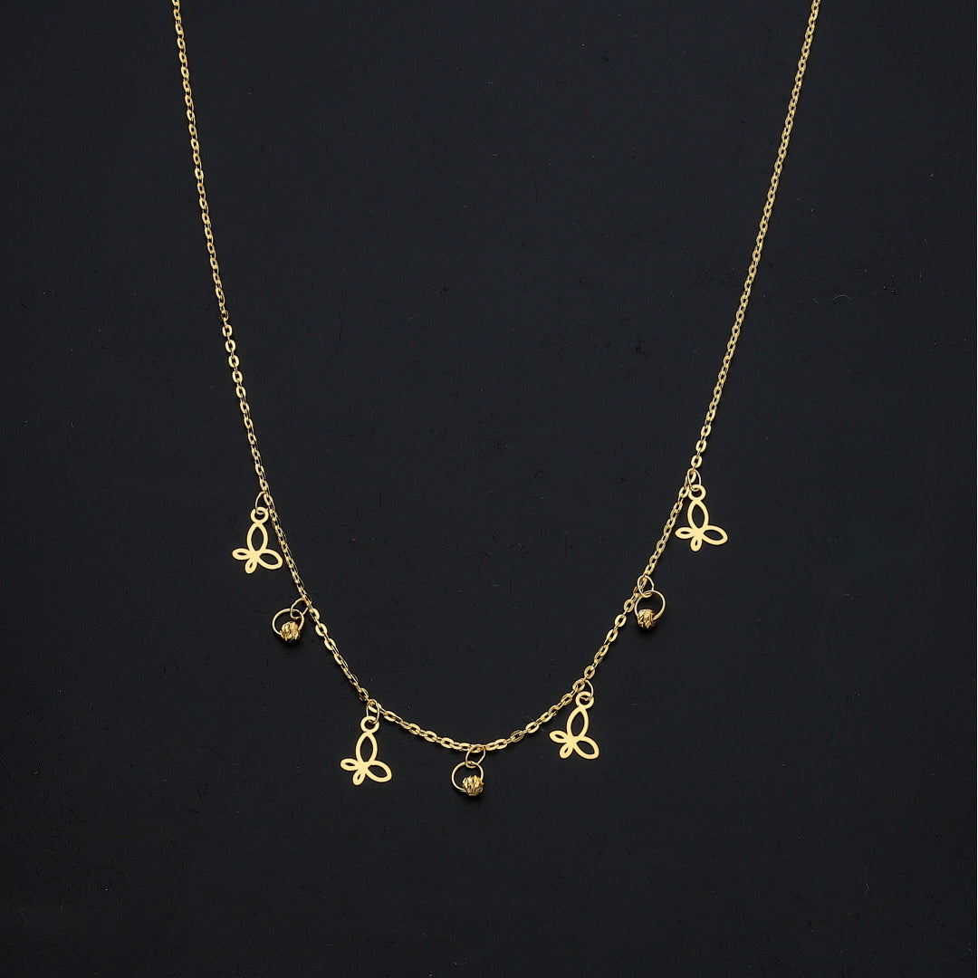 Gold Butterfly Charms Necklace 21KT - FKJNKL21KM11410
