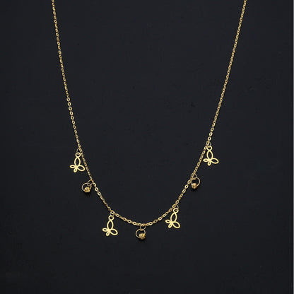 Gold Butterfly Charms Necklace 21KT - FKJNKL21KM11410