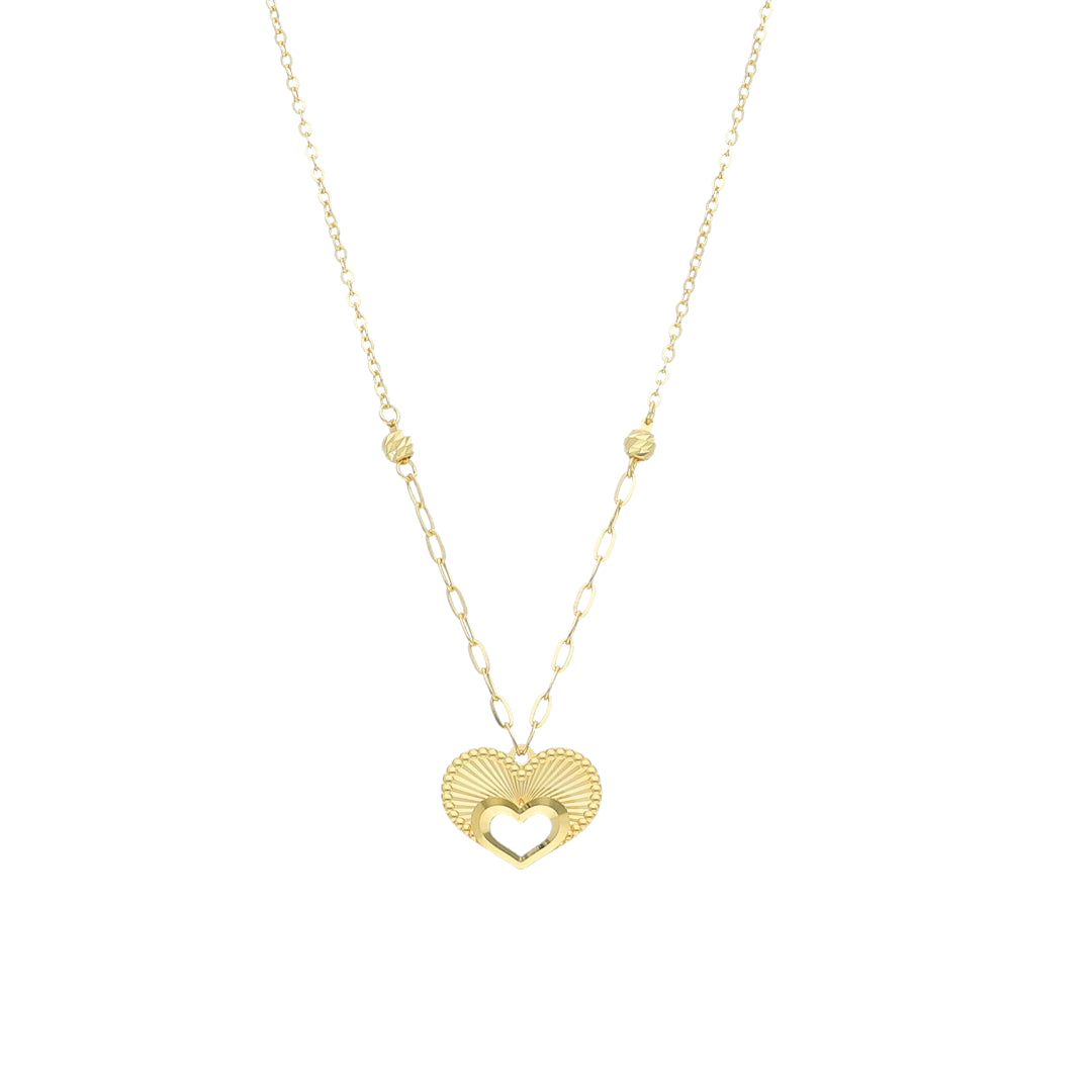Gold Winged Heart Necklace 21KT - FKJNKL21KM11411
