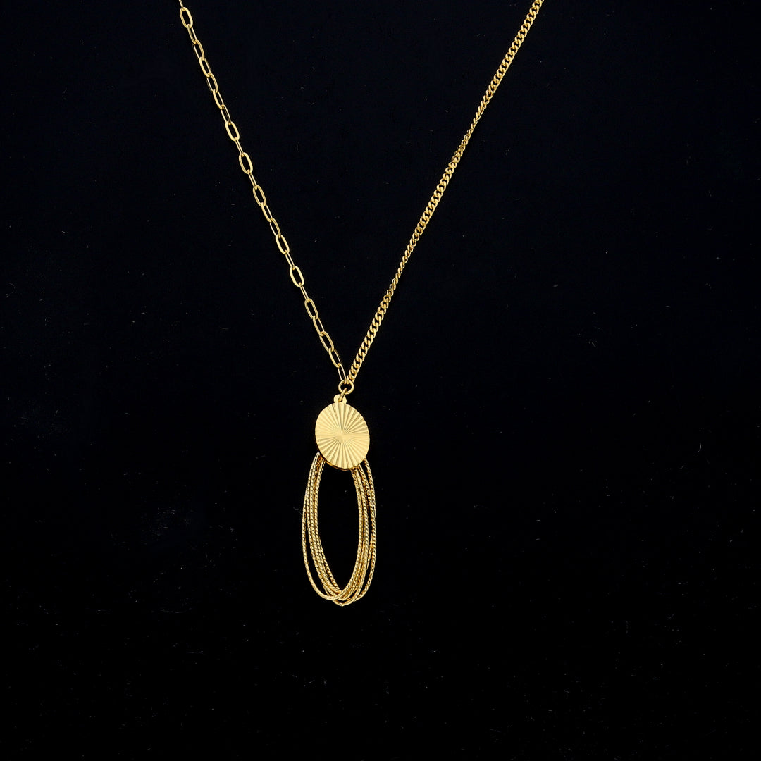 Gold Oval Loop Necklace 21KT - FKJNKL21KM11413
